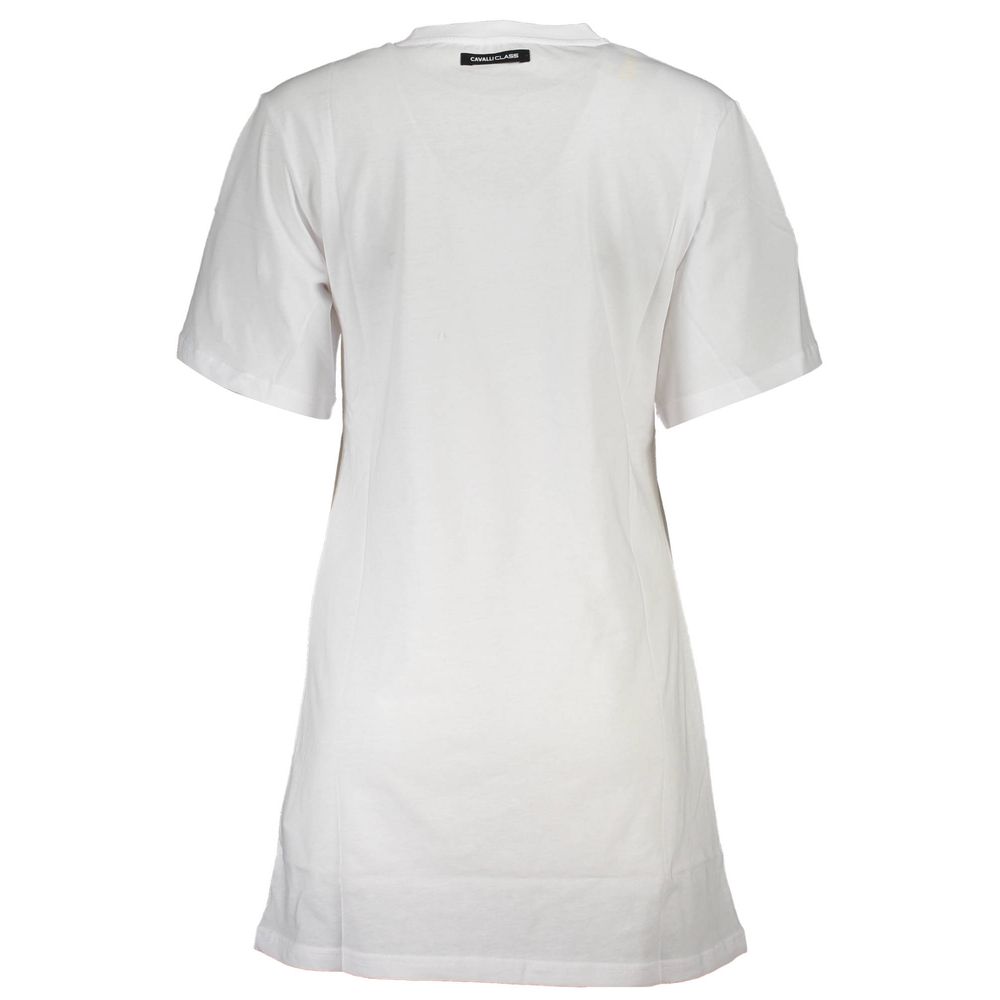 Cavalli Class Weißes Damen-T-Shirt aus Baumwolle
