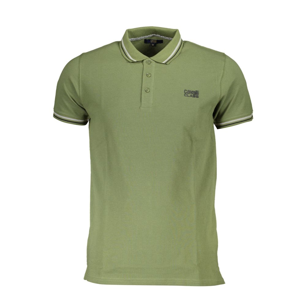 Cavalli Class Grünes Poloshirt aus Baumwolle für Herren