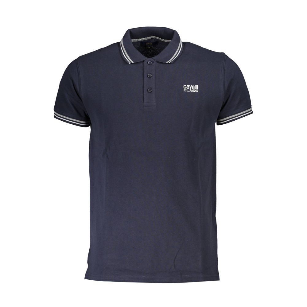 Cavalli Class Herren-Poloshirt aus blauer Baumwolle
