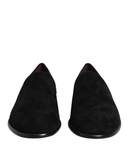 Dolce &amp; Gabbana – Slipper aus schwarzem Wildleder, formelle Schuhe