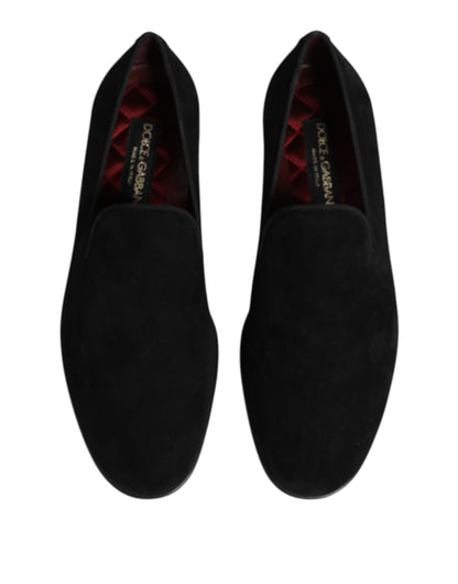 Dolce &amp; Gabbana – Slipper aus schwarzem Wildleder, formelle Schuhe