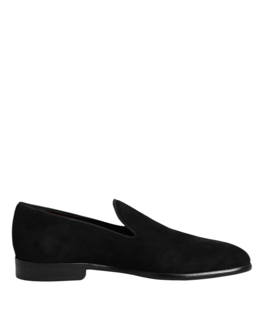 Dolce &amp; Gabbana – Slipper aus schwarzem Wildleder, formelle Schuhe