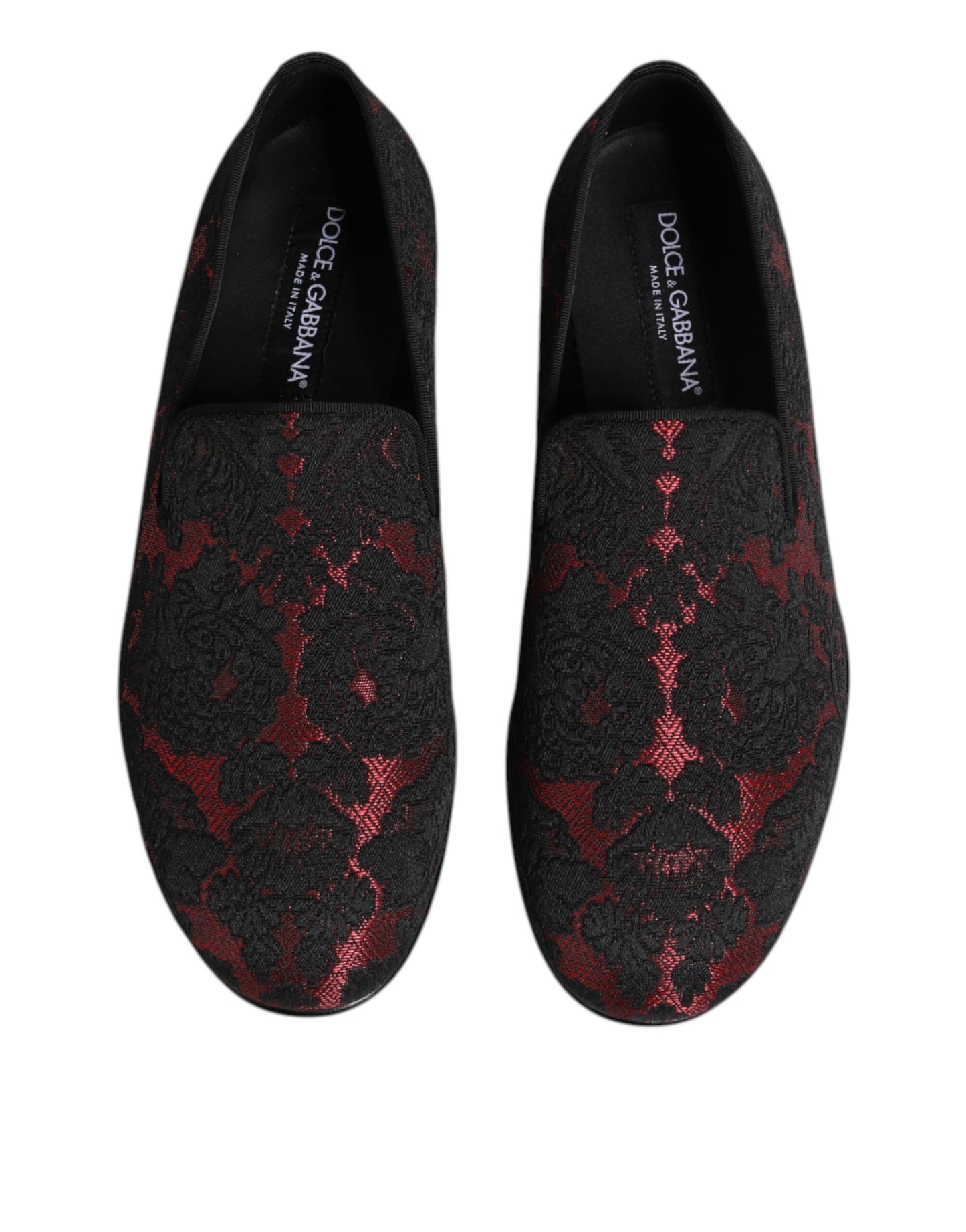 Dolce &amp; Gabbana – Slipper aus Jacquard in Rot und Schwarz