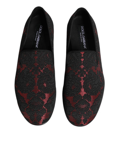 Dolce &amp; Gabbana – Slipper aus Jacquard in Rot und Schwarz