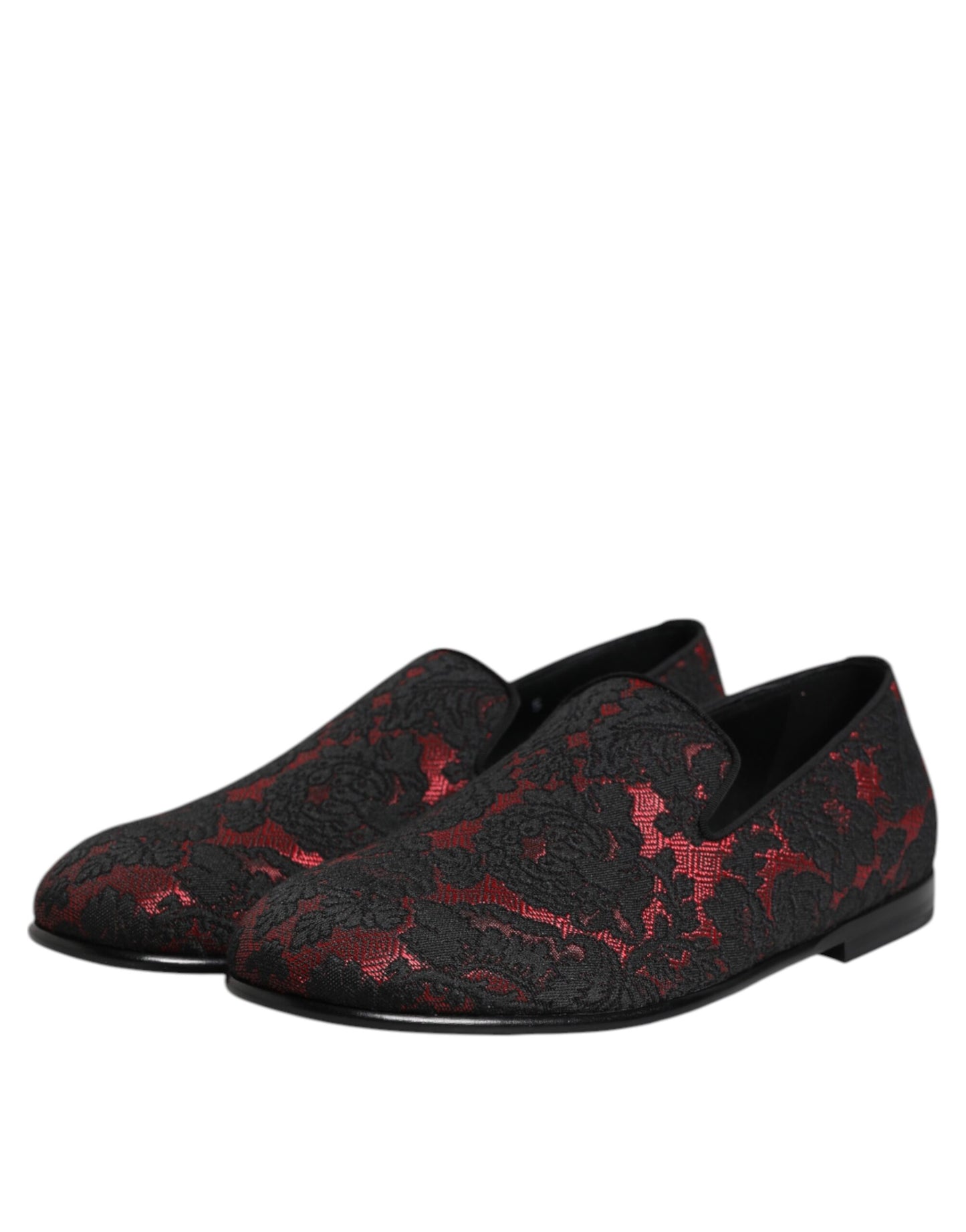 Dolce &amp; Gabbana – Slipper aus Jacquard in Rot und Schwarz