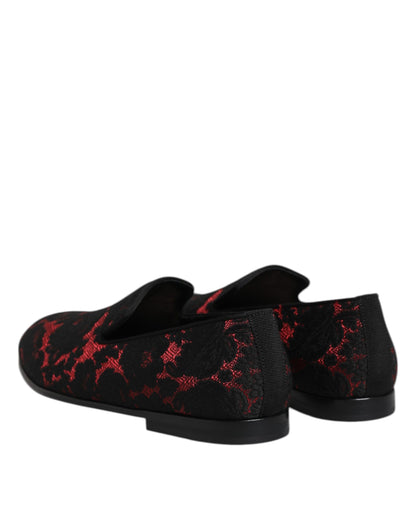 Dolce &amp; Gabbana – Slipper aus Jacquard in Rot und Schwarz