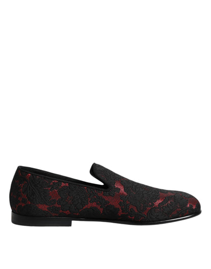 Dolce &amp; Gabbana – Slipper aus Jacquard in Rot und Schwarz