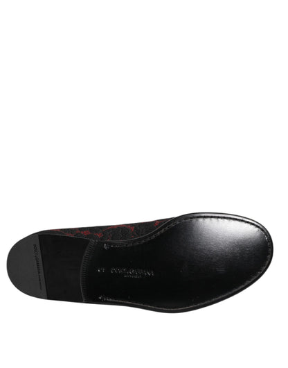 Dolce &amp; Gabbana – Slipper aus Jacquard in Rot und Schwarz