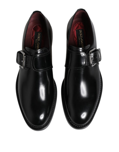 Dolce &amp; Gabbana – Formelle Derby-Schuhe aus schwarzem Leder mit Monkstrap