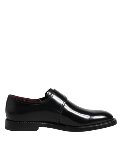 Dolce &amp; Gabbana – Formelle Derby-Schuhe aus schwarzem Leder mit Monkstrap