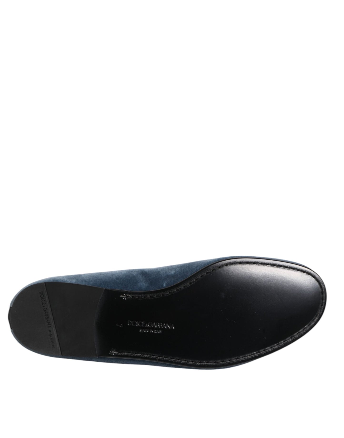 Dolce &amp; Gabbana – Blaue Loafer aus Samt mit DG-Logo, formelle Schuhe