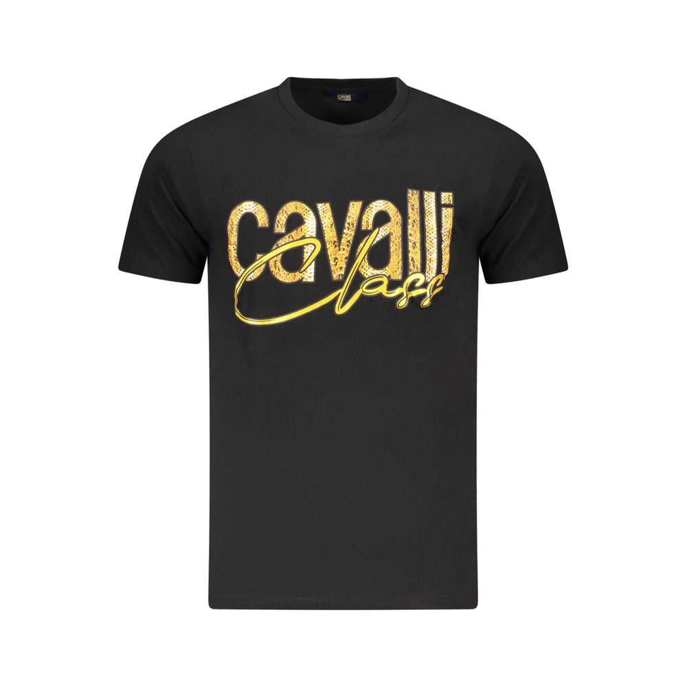 Cavalli Class Schwarzes Herren-T-Shirt aus Baumwolle