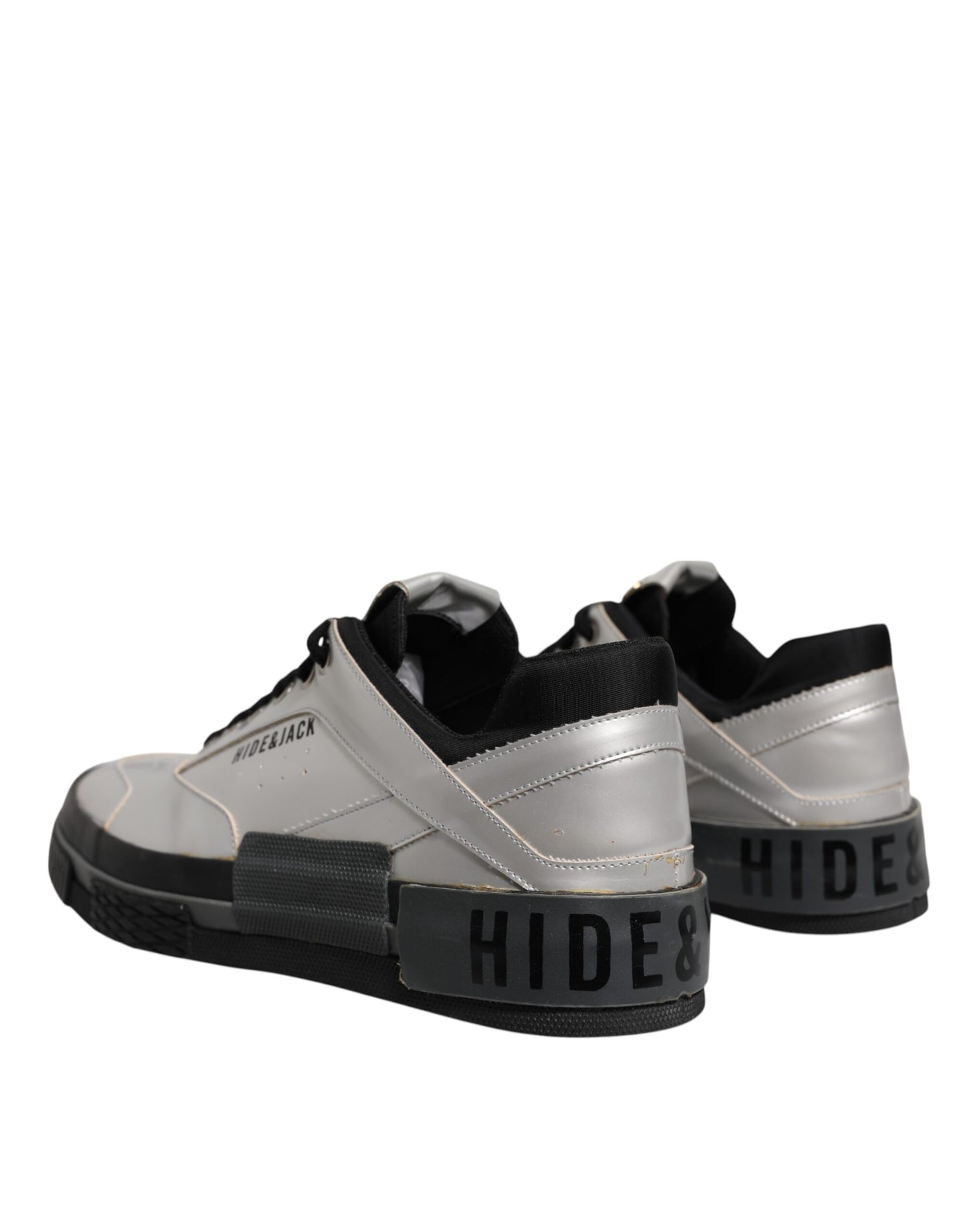 HIDE &amp; JACK – Niedrige Schnür-Sneakers in Metallic-Silber