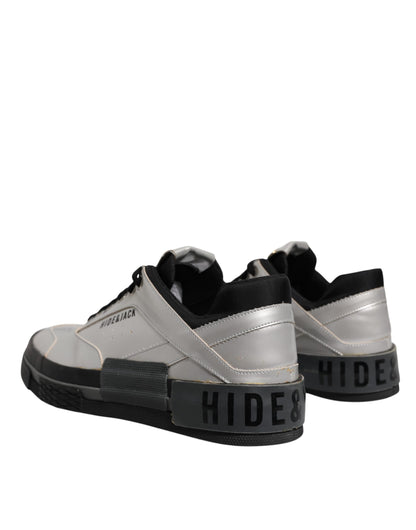 HIDE &amp; JACK – Niedrige Schnür-Sneakers in Metallic-Silber