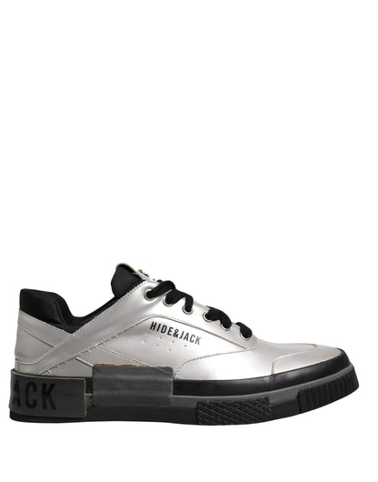 HIDE &amp; JACK – Niedrige Schnür-Sneakers in Metallic-Silber