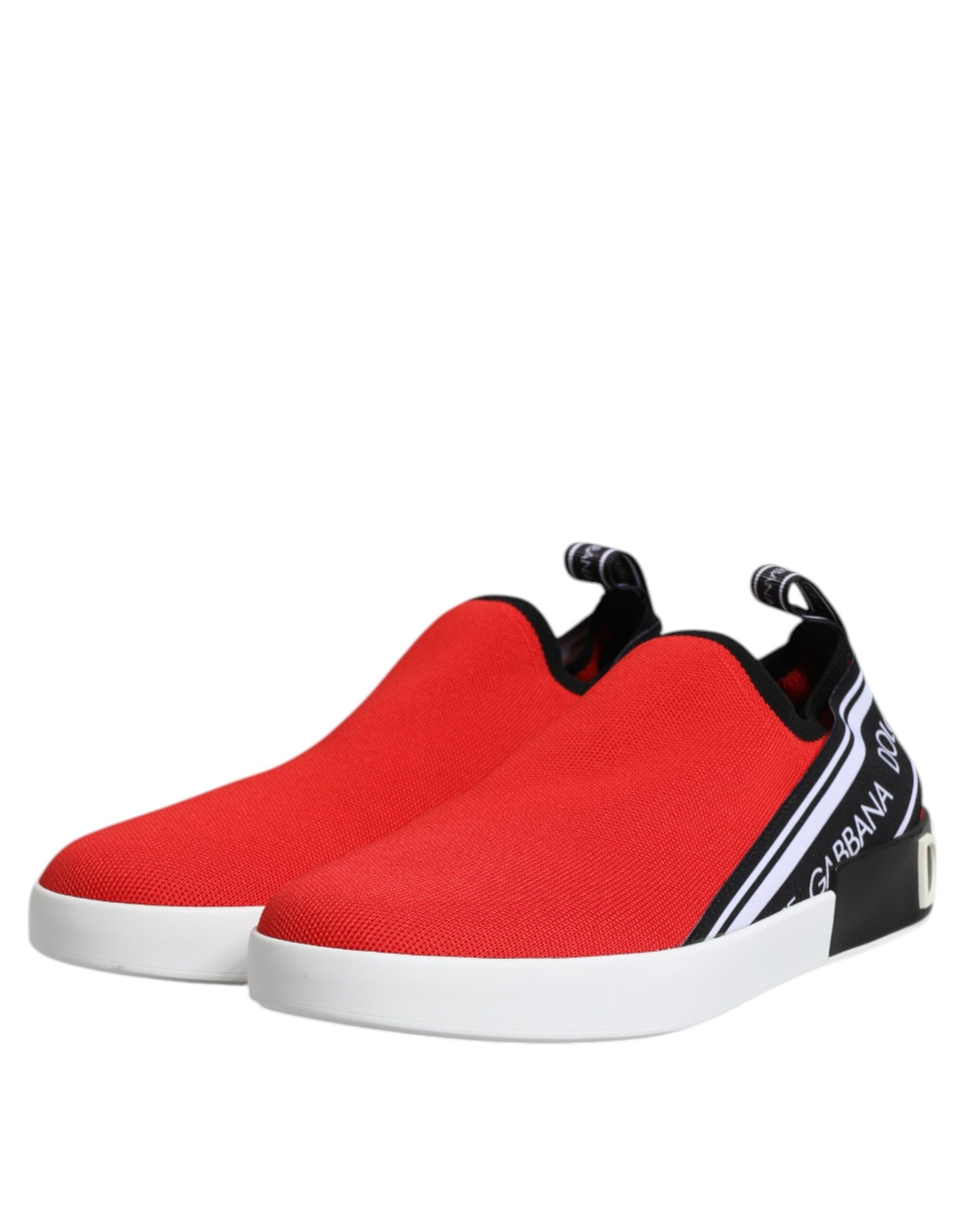 Dolce &amp; Gabbana Rotes Logo Low Top Slip On Herren Sneakers Schuhe