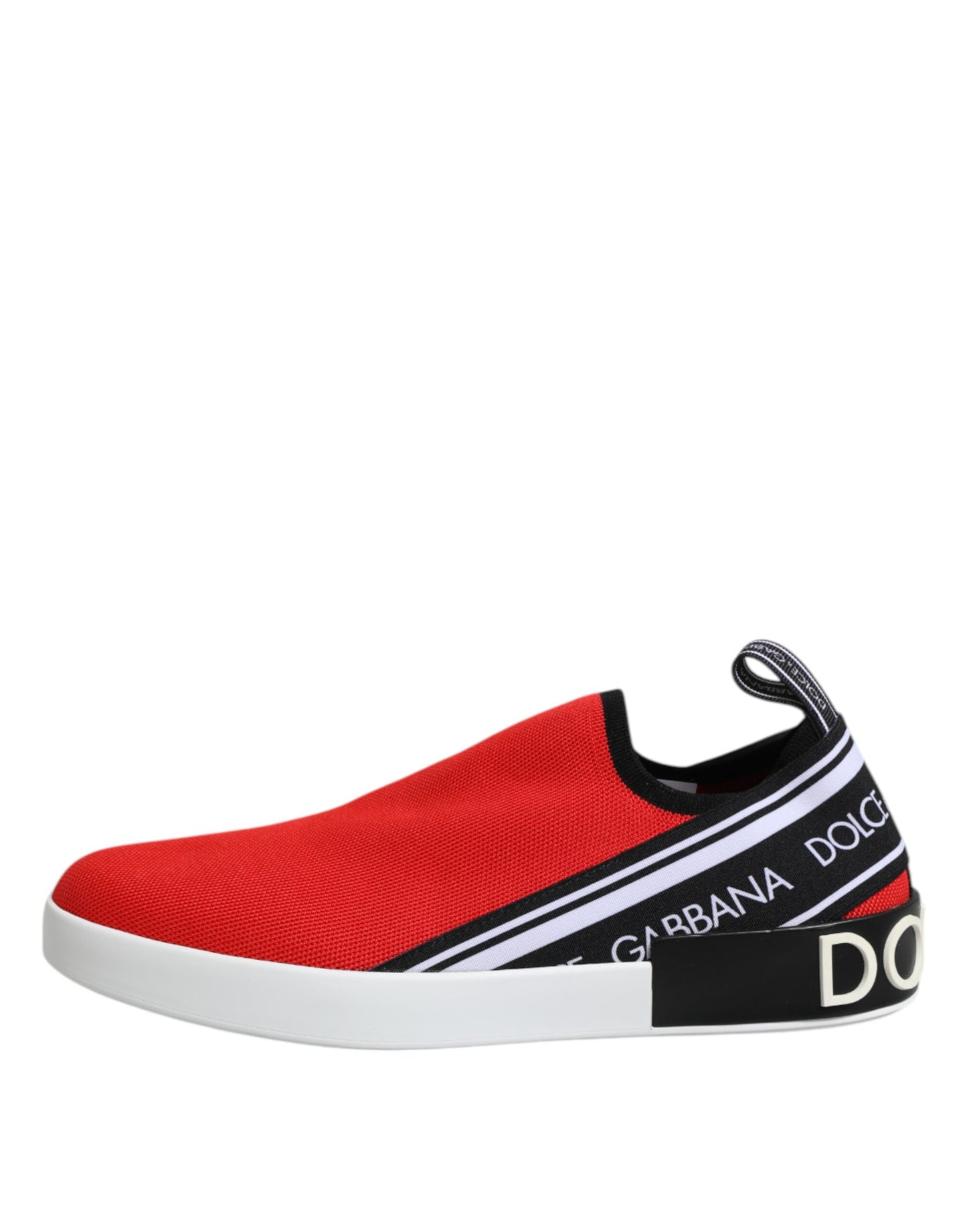 Dolce &amp; Gabbana Rotes Logo Low Top Slip On Herren Sneakers Schuhe