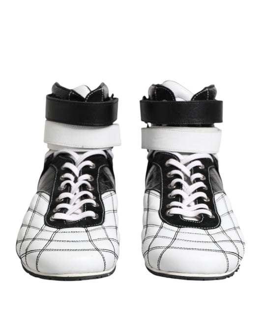 Dolce &amp; Gabbana Schwarz-Weiß-Leder-High-Top-Sneakers