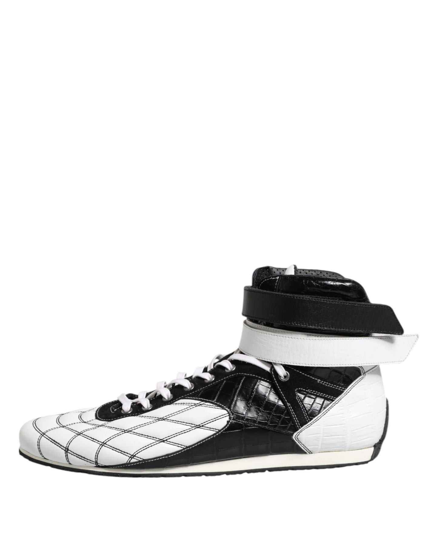 Dolce &amp; Gabbana Schwarz-Weiß-Leder-High-Top-Sneakers