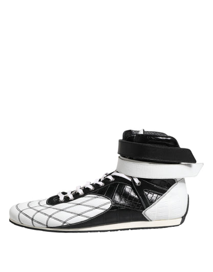 Dolce &amp; Gabbana Schwarz-Weiß-Leder-High-Top-Sneakers