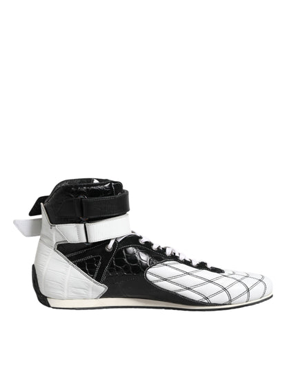 Dolce &amp; Gabbana Schwarz-Weiß-Leder-High-Top-Sneakers