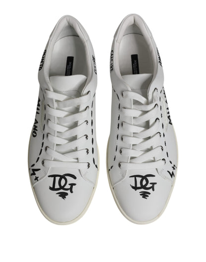 Dolce &amp; Gabbana Weiße London Kalbsleder Herren Sneakers Schuhe