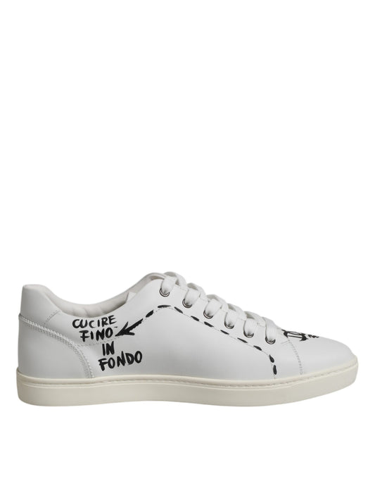 Dolce &amp; Gabbana Weiße London Kalbsleder Herren Sneakers Schuhe