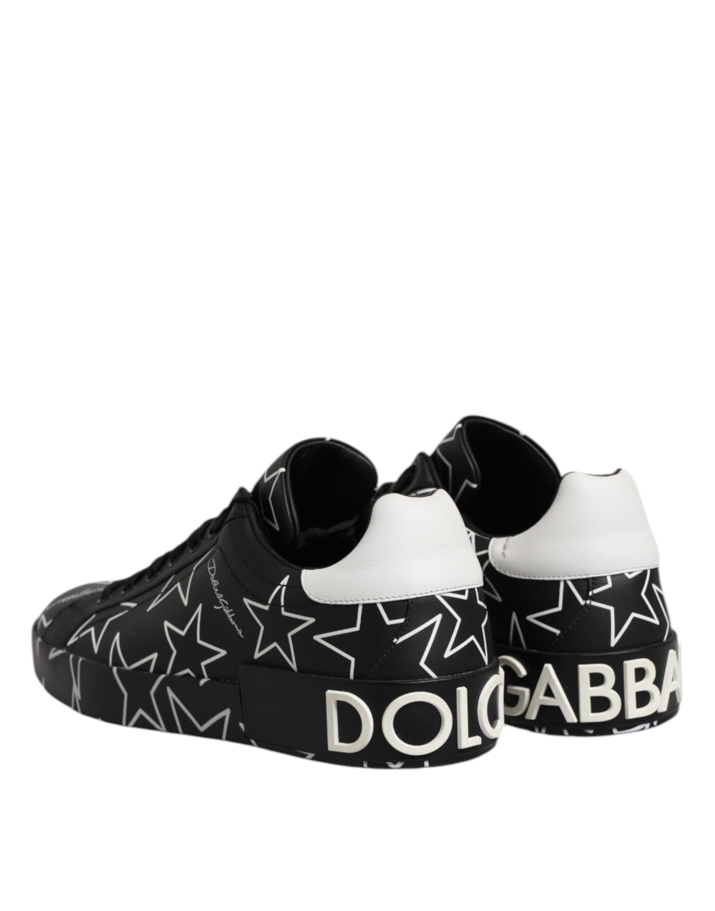 Dolce &amp; Gabbana Schwarz Weiß Sterne Low Top Männer Sneakers Schuhe