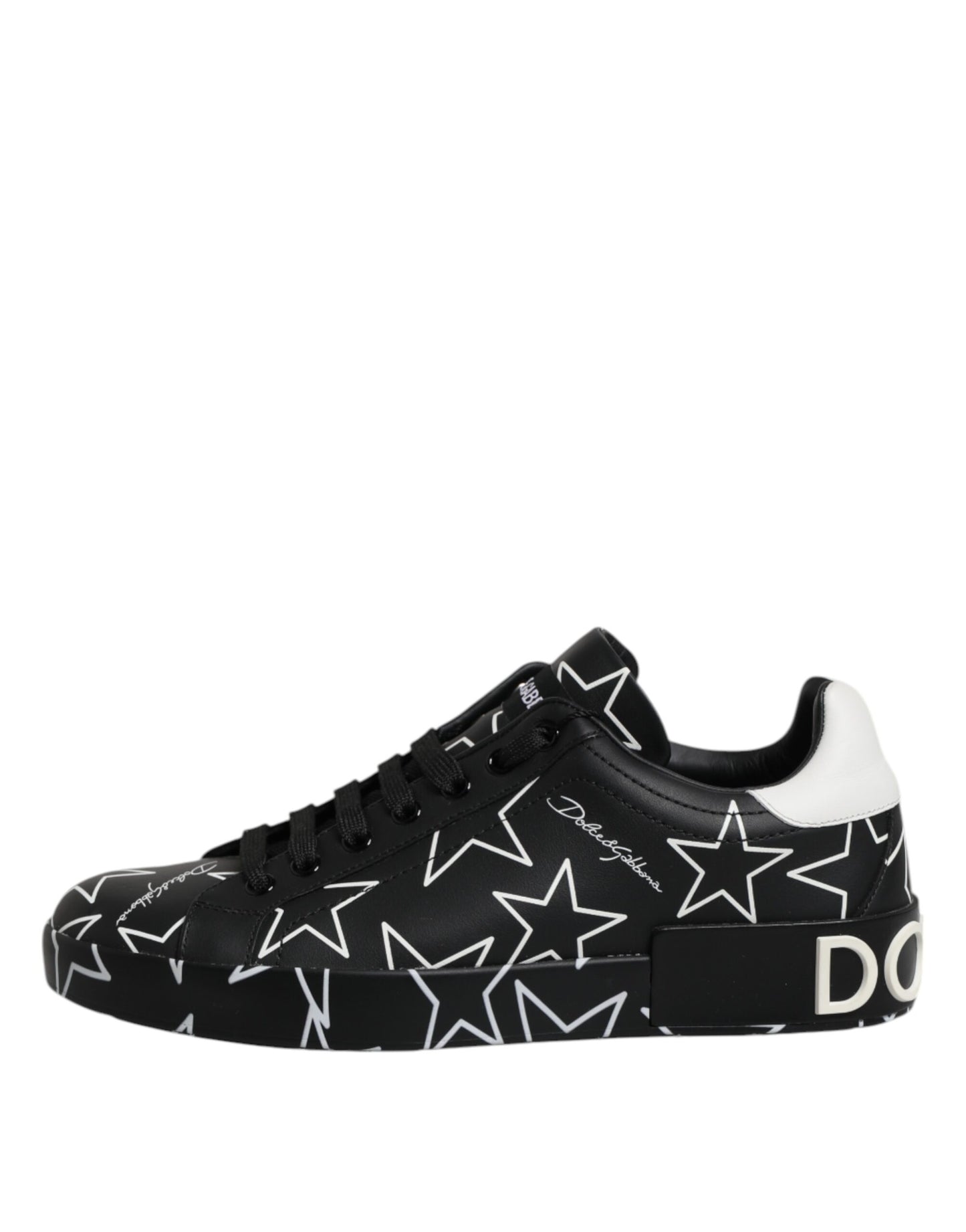 Dolce &amp; Gabbana Schwarz Weiß Sterne Low Top Männer Sneakers Schuhe