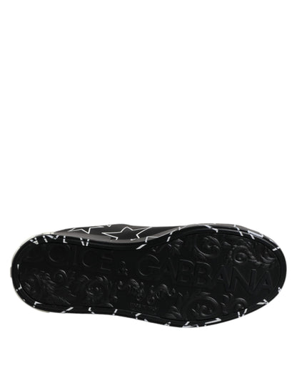 Dolce &amp; Gabbana Schwarz Weiß Sterne Low Top Männer Sneakers Schuhe