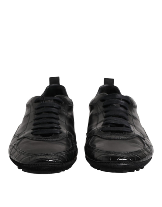 Dolce &amp; Gabbana – Niedrige Sneakers aus exotischem Leder in Schwarz