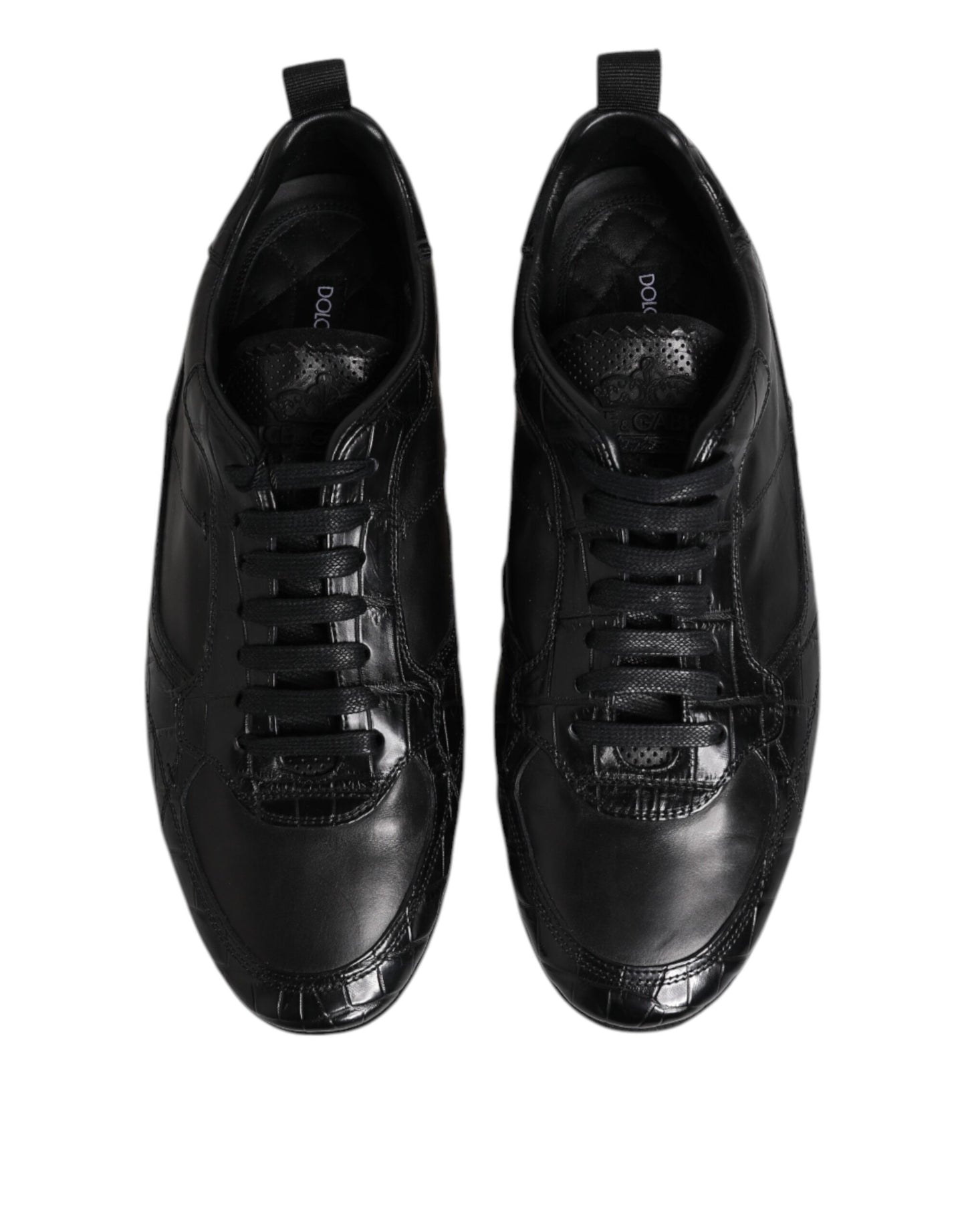 Dolce &amp; Gabbana – Niedrige Sneakers aus exotischem Leder in Schwarz