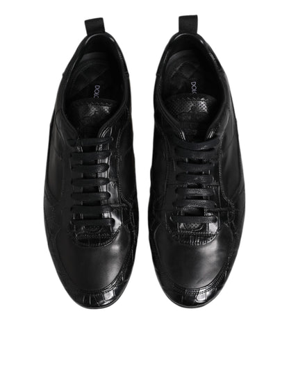 Dolce &amp; Gabbana – Niedrige Sneakers aus exotischem Leder in Schwarz