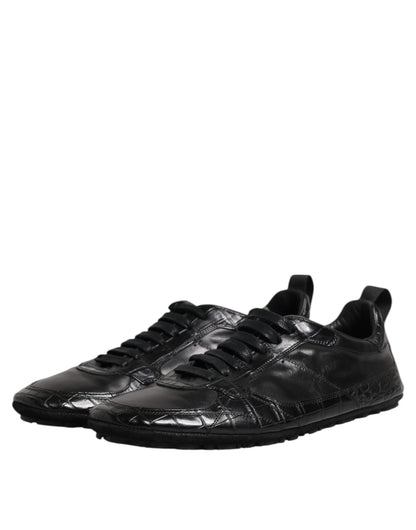 Dolce &amp; Gabbana – Niedrige Sneakers aus exotischem Leder in Schwarz
