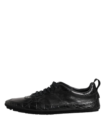 Dolce &amp; Gabbana – Niedrige Sneakers aus exotischem Leder in Schwarz