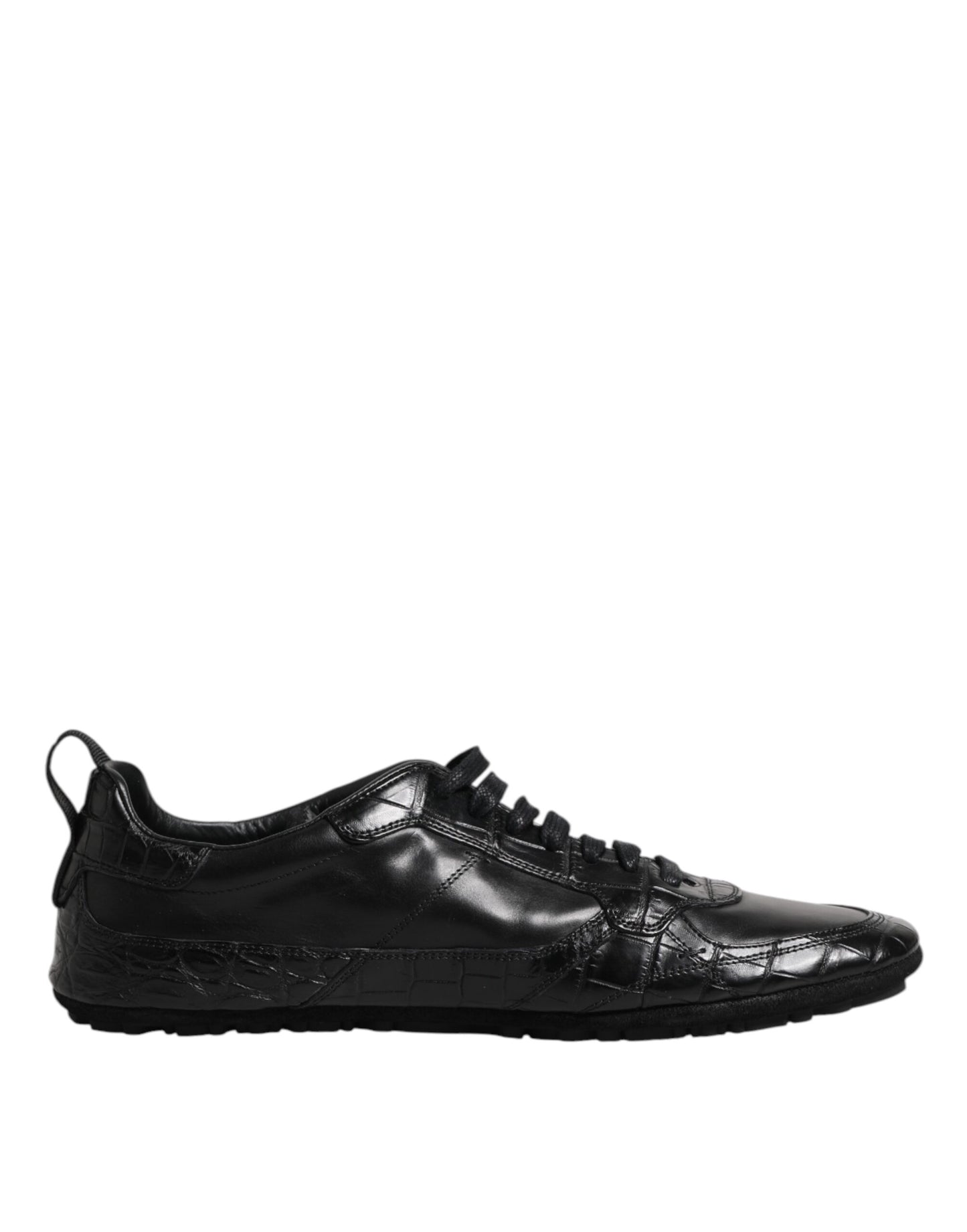 Dolce &amp; Gabbana – Niedrige Sneakers aus exotischem Leder in Schwarz