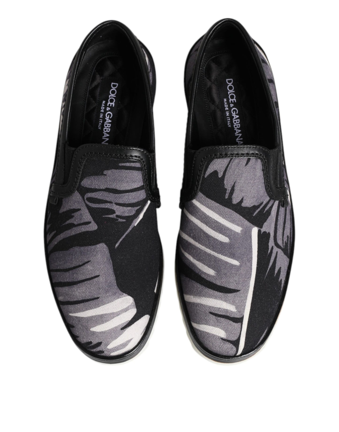 Dolce &amp; Gabbana – Schwarze tropische Slip-On-Sneakers für Herren