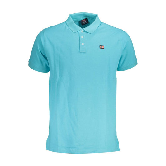 Norwegen 1963 Blaues Poloshirt aus Baumwolle für Herren