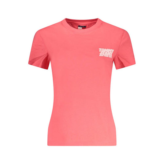 Tommy Hilfiger – Rosafarbenes Baumwoll-T-Shirt für Damen