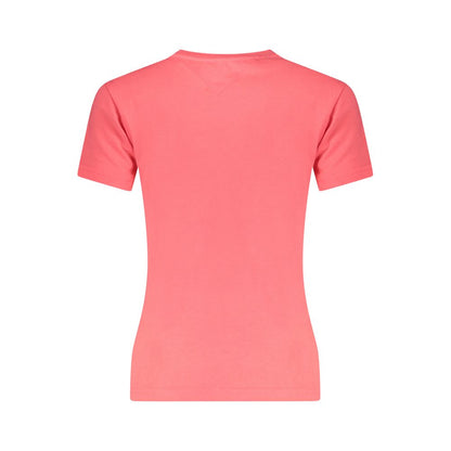 Tommy Hilfiger – Rosafarbenes Baumwoll-T-Shirt für Damen