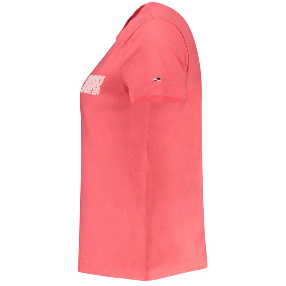 Tommy Hilfiger – Rosafarbenes Baumwoll-T-Shirt für Damen