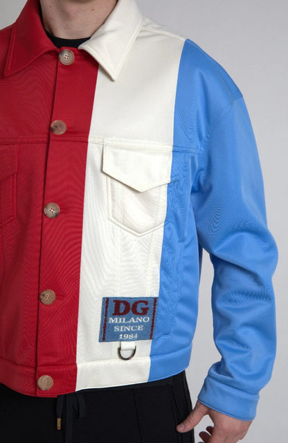 Dolce &amp; Gabbana Mehrfarbige Kurzjacke aus Polyester mit Kragen
