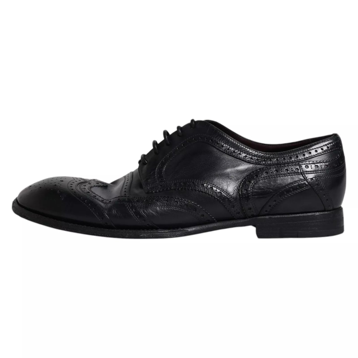 Dolce &amp; Gabbana – Dunkelblaue Derby-Schuhe aus Leder mit Flügelkappe