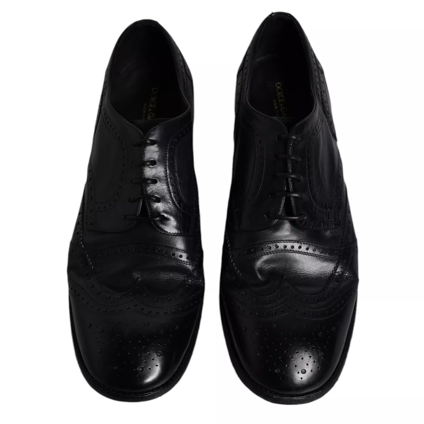 Dolce &amp; Gabbana – Dunkelblaue Derby-Schuhe aus Leder mit Flügelkappe
