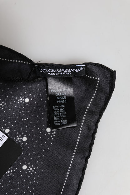 Dolce &amp; Gabbana Schwarz-Weiß bedruckter quadratischer Herren-Foulardschal