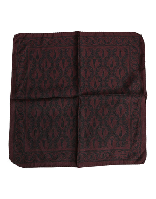 Dolce &amp; Gabbana Kastanienbrauner, schwarz bedruckter quadratischer Foulard-Schal für Herren