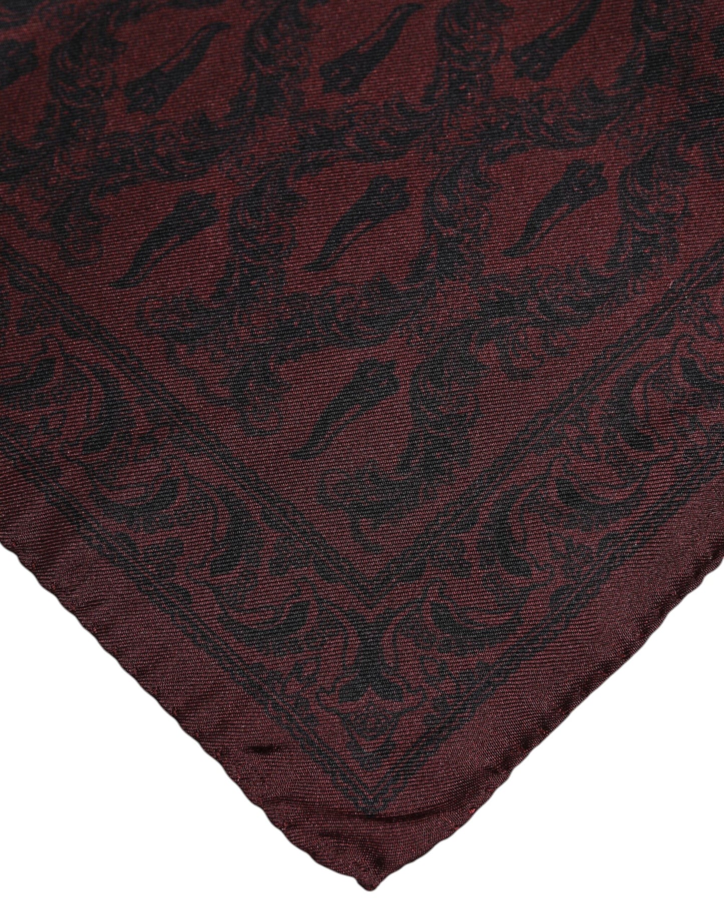 Dolce &amp; Gabbana Kastanienbrauner, schwarz bedruckter quadratischer Foulard-Schal für Herren