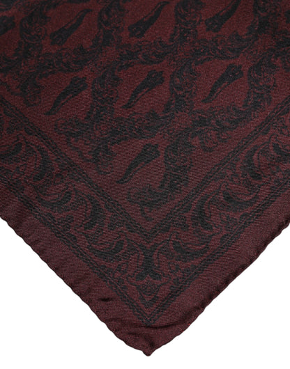 Dolce &amp; Gabbana Kastanienbrauner, schwarz bedruckter quadratischer Foulard-Schal für Herren