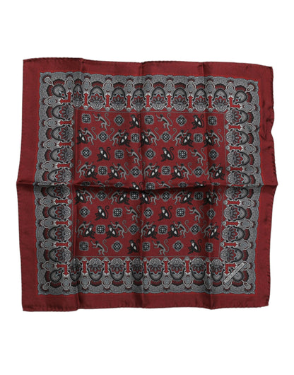 Dolce &amp; Gabbana – Kastanienbrauner quadratischer Foulard aus Seide mit Affen-Print