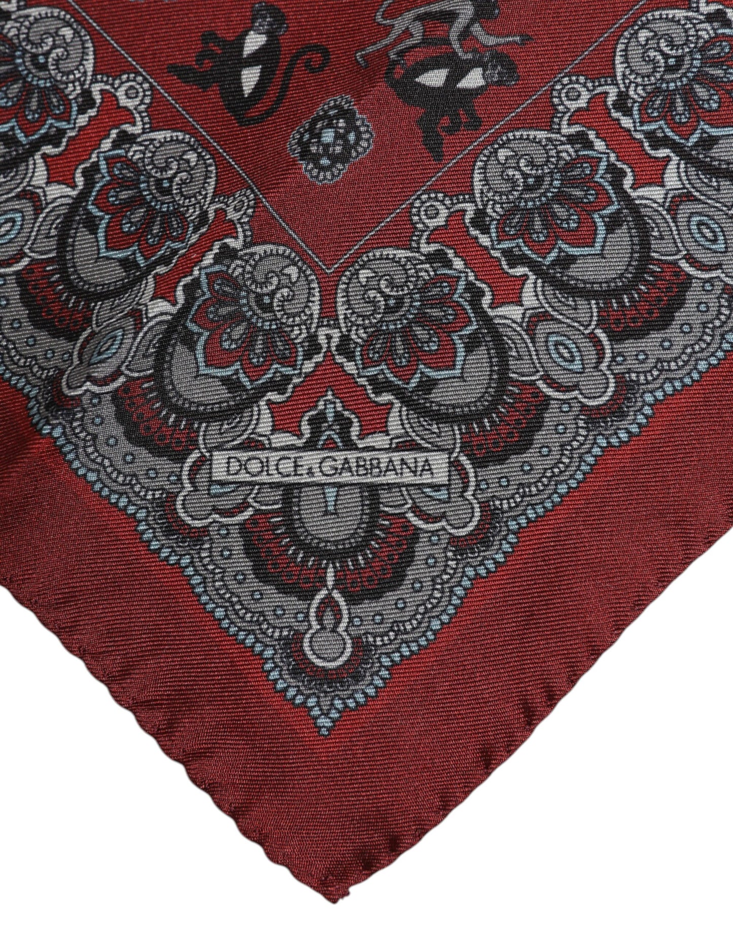 Dolce &amp; Gabbana – Kastanienbrauner quadratischer Foulard aus Seide mit Affen-Print
